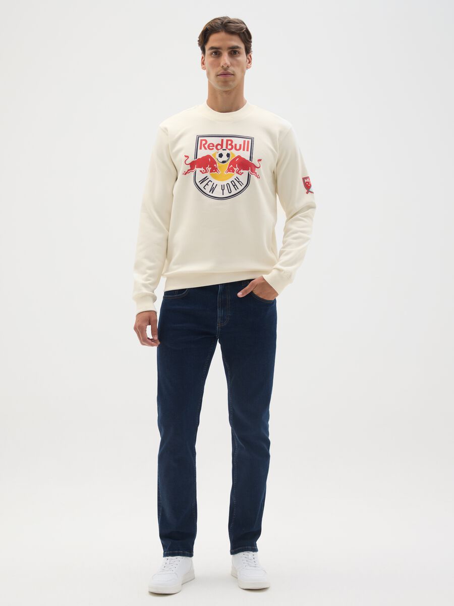White cotton blend sweatshirt with print_1