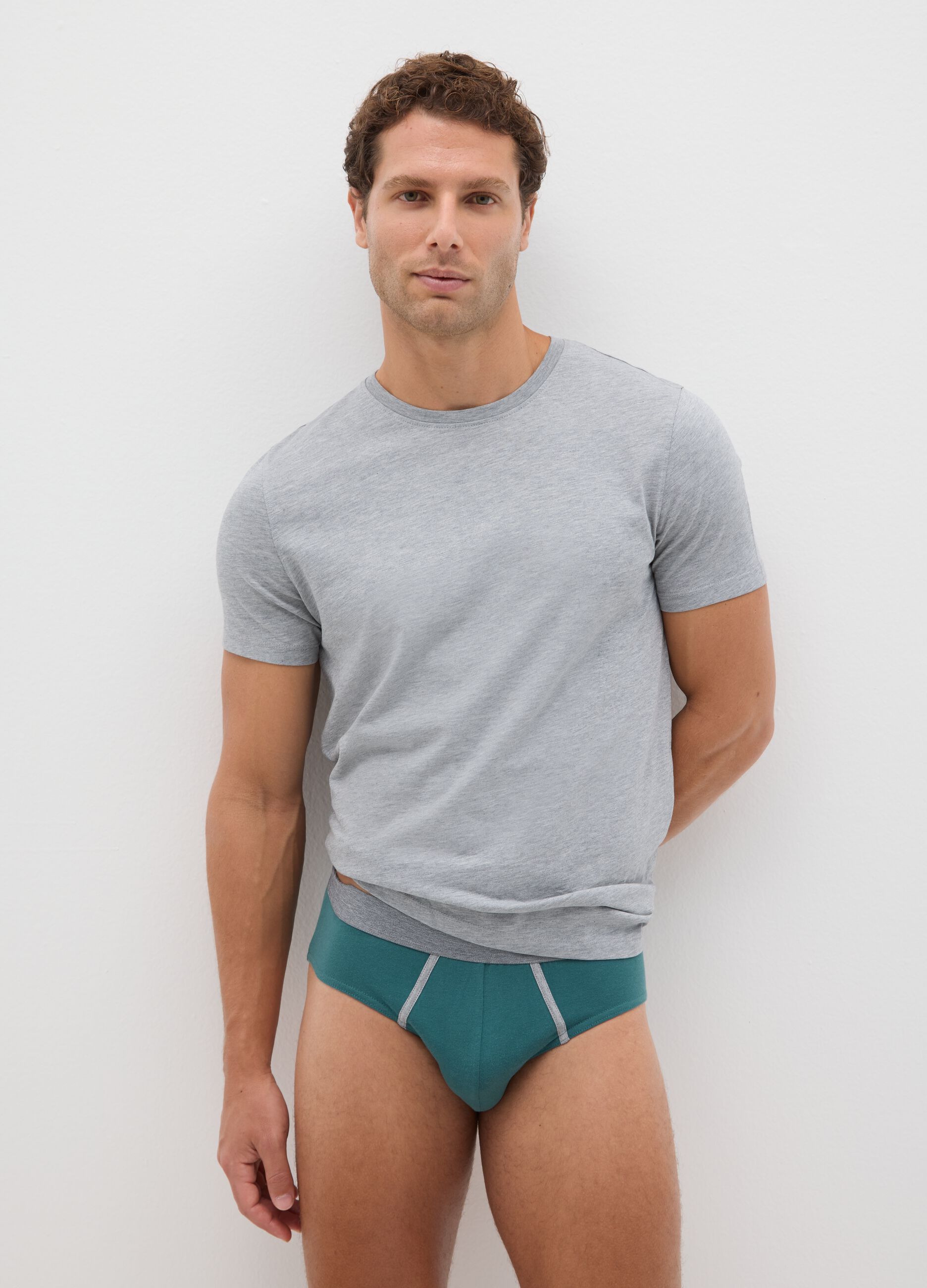 Multicolour regular fit cotton stretch brief tripack