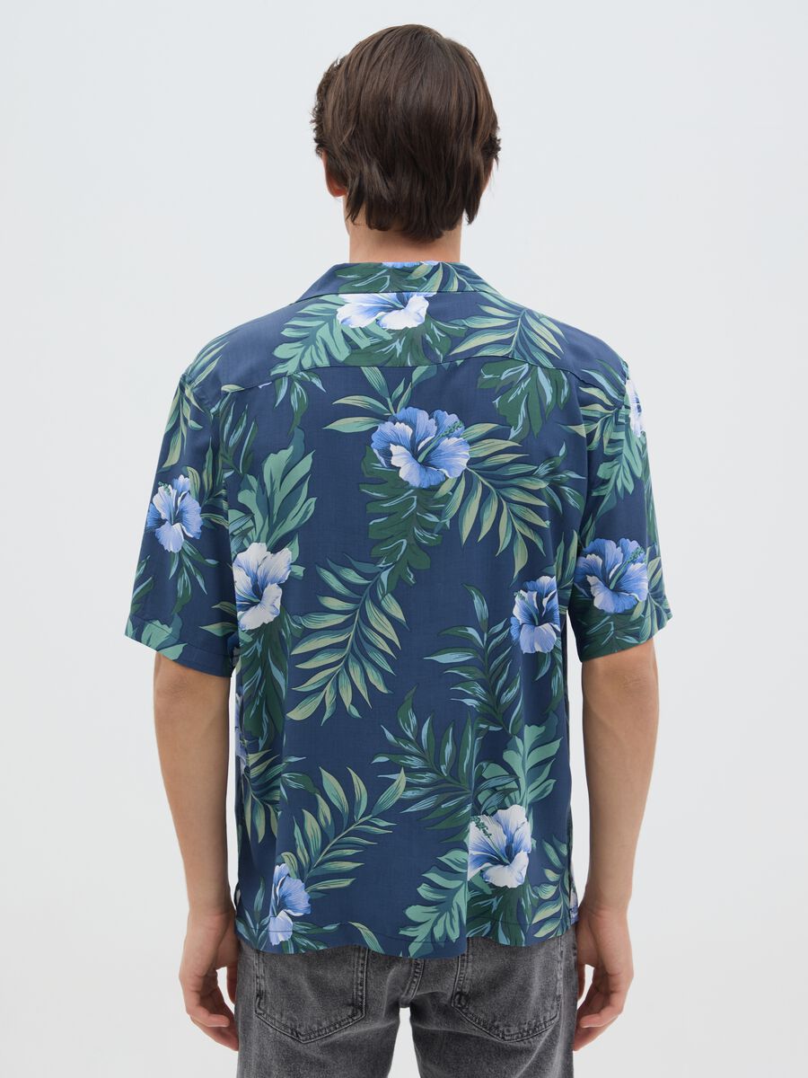 Men's multicolour over-fit shirt with floral pattern_3