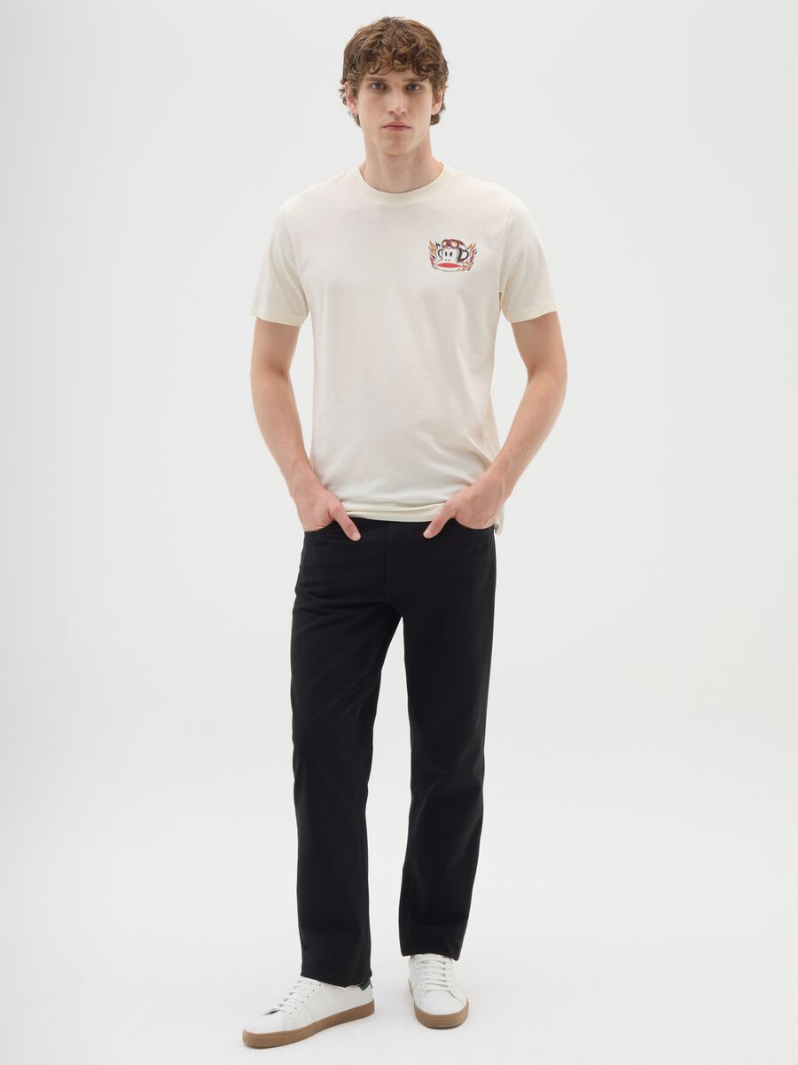 Beige short sleeve T-shirt in pure cotton regular fit_1