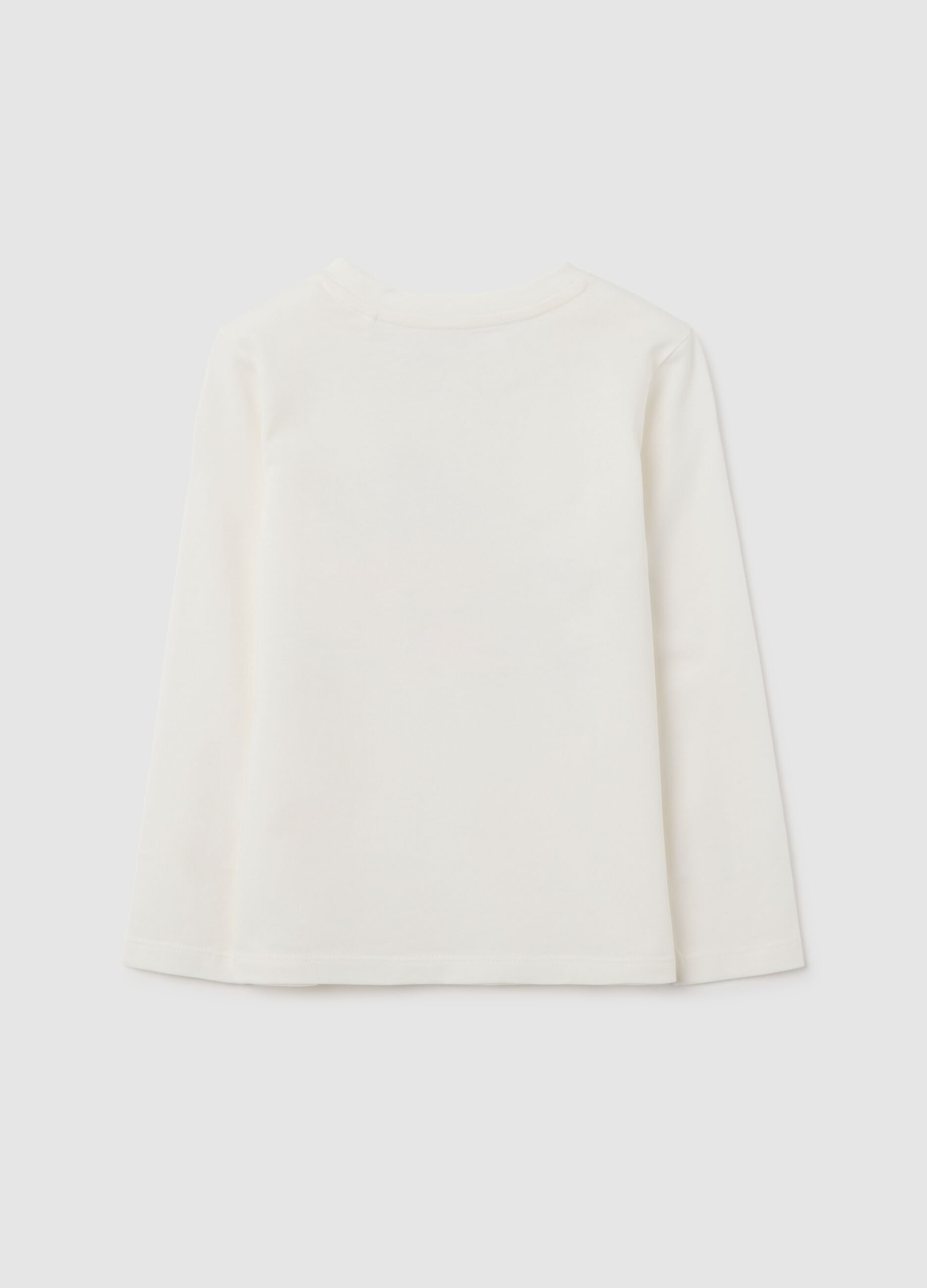 White regular fit girls' pure cotton T-shirt with print