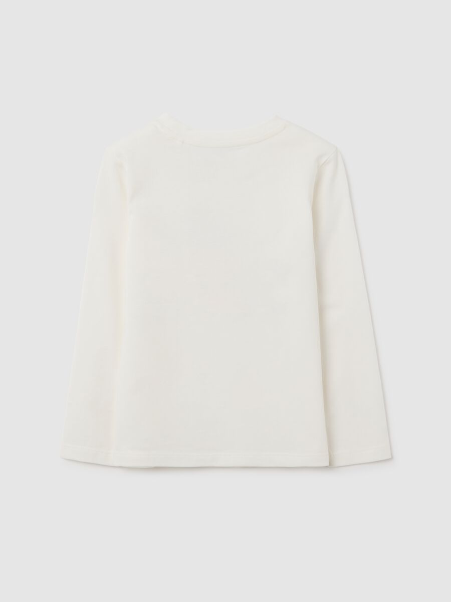 White regular fit girls' pure cotton T-shirt with print_1