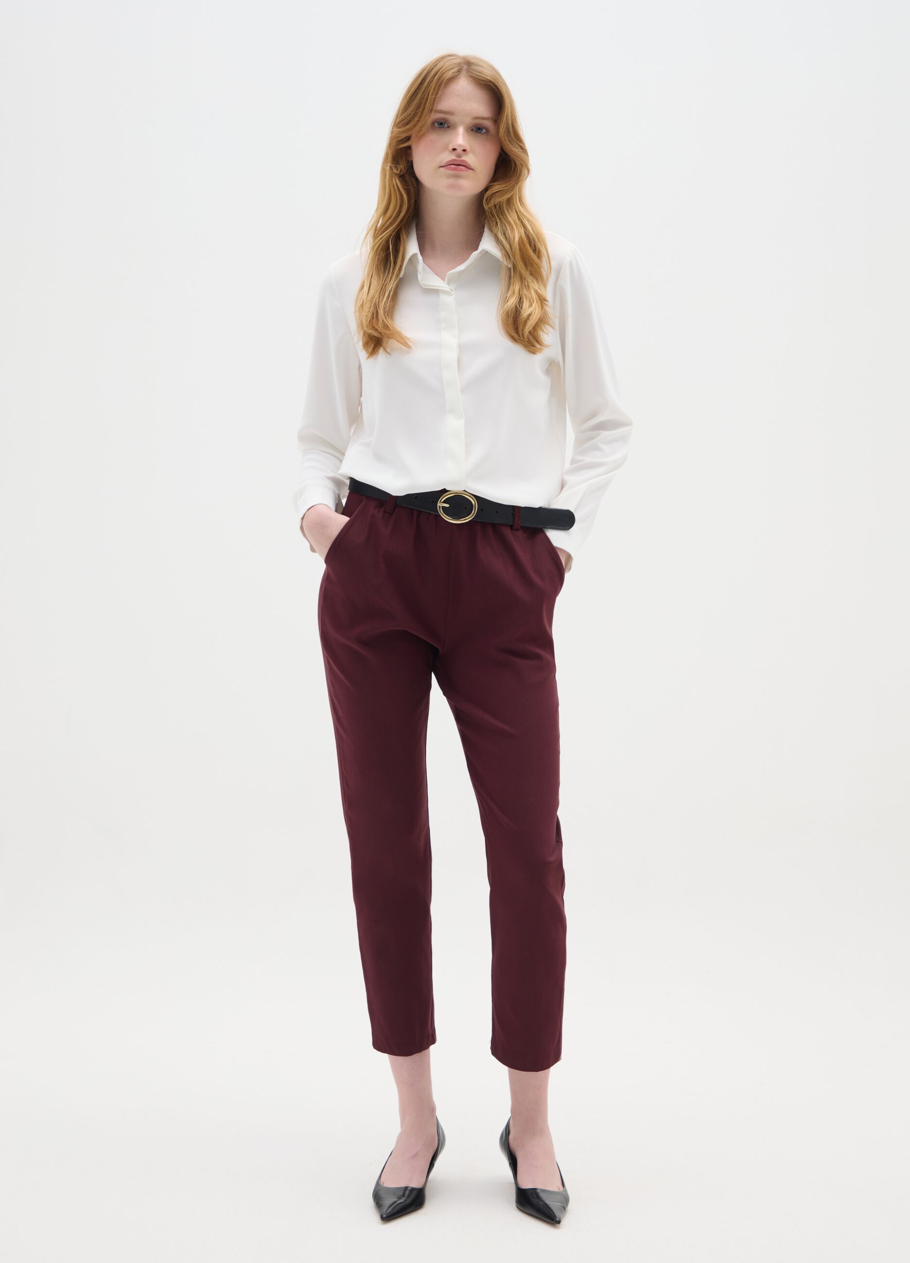 Red Regular Fit Trousers