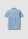 Light blue short-sleeve pure cotton denim shirt_1