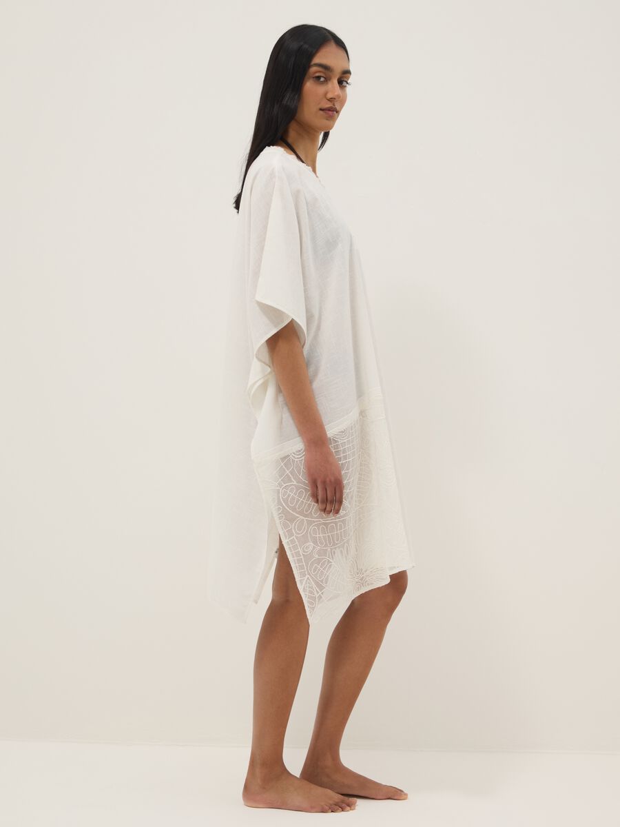 White pure cotton kaftan with lace inserts_2