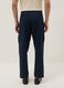 Blue regular-fit linen and cotton blend cargo trousers_2