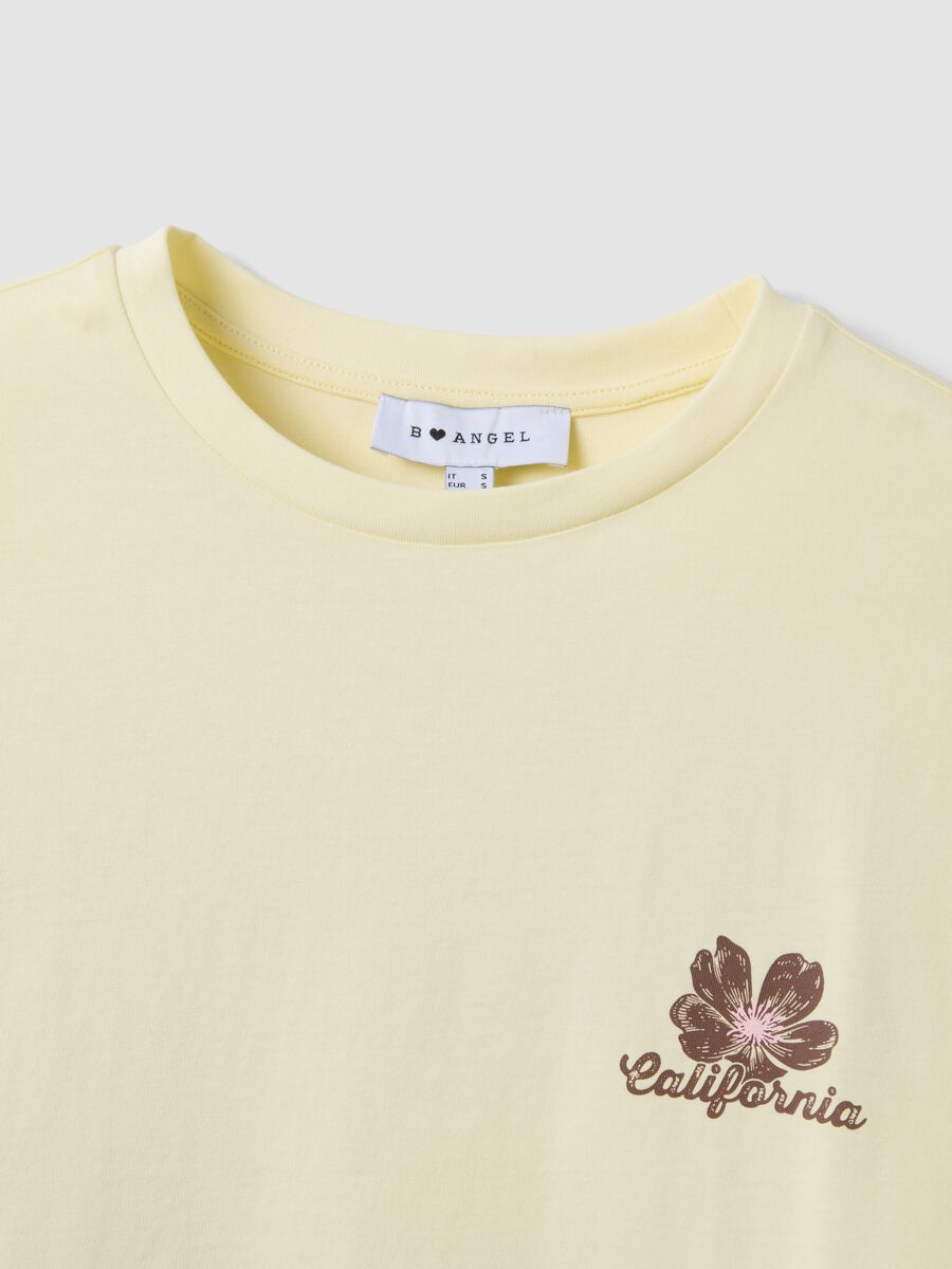 Yellow pure cotton T-shirt with contrast print, relaxed fit_1