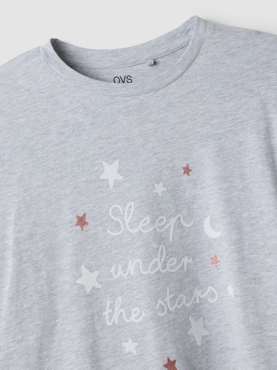 Grey pyjamas in organic cotton and viscose blend with crew neck_5