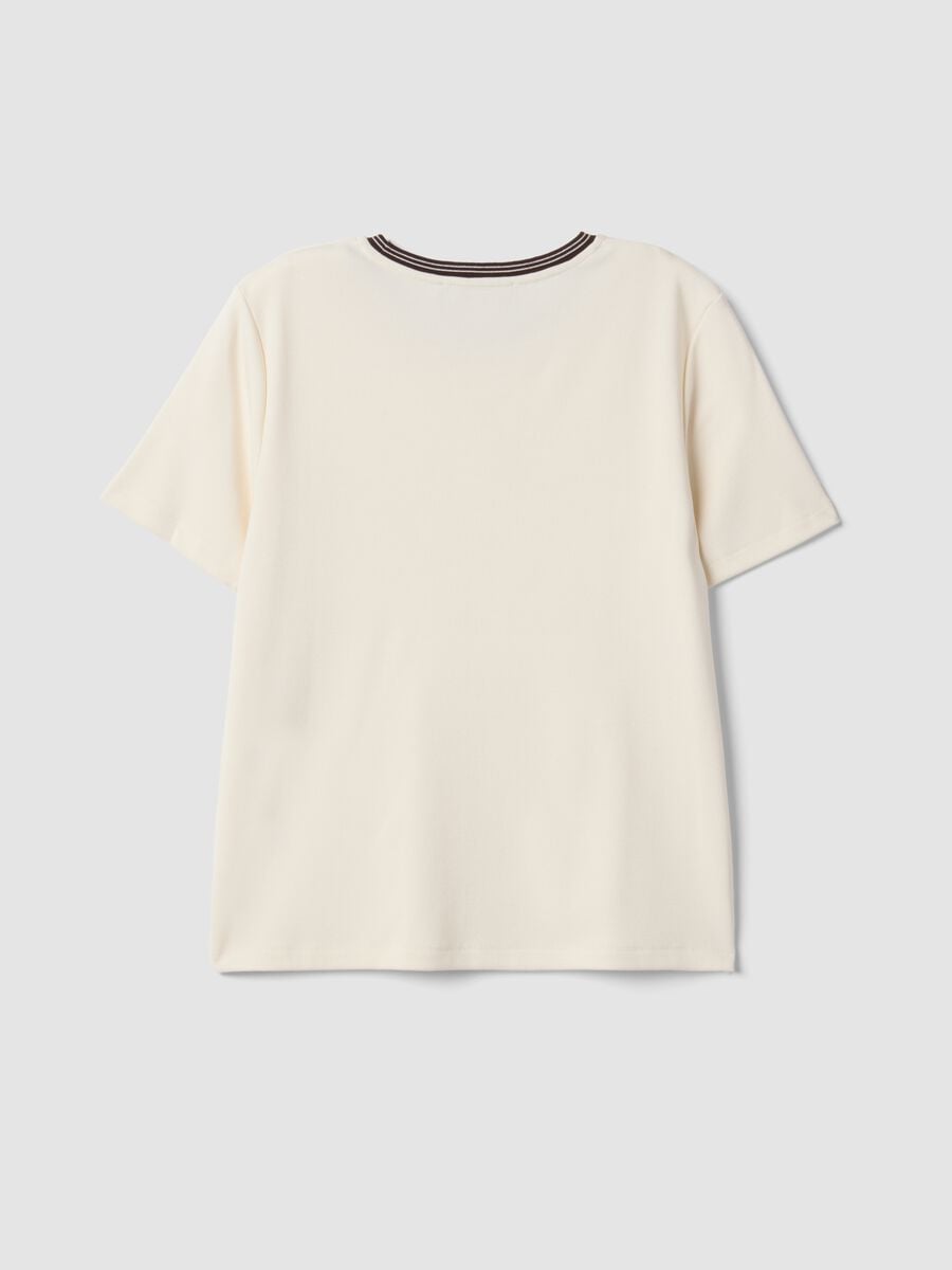 Beige stretch viscose crew-neck T-shirt_6
