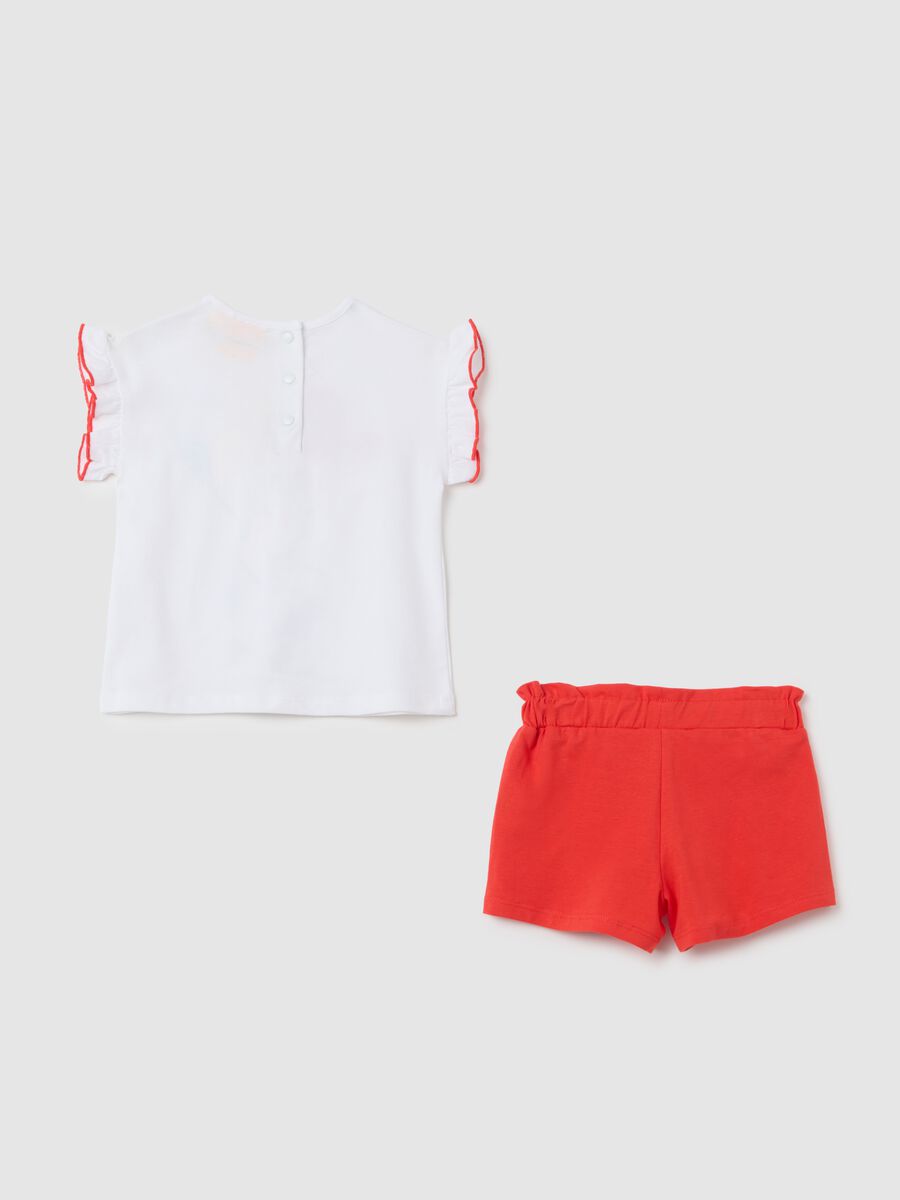 Girls' White Cotton Regular Fit Set with Snoopy Print_1