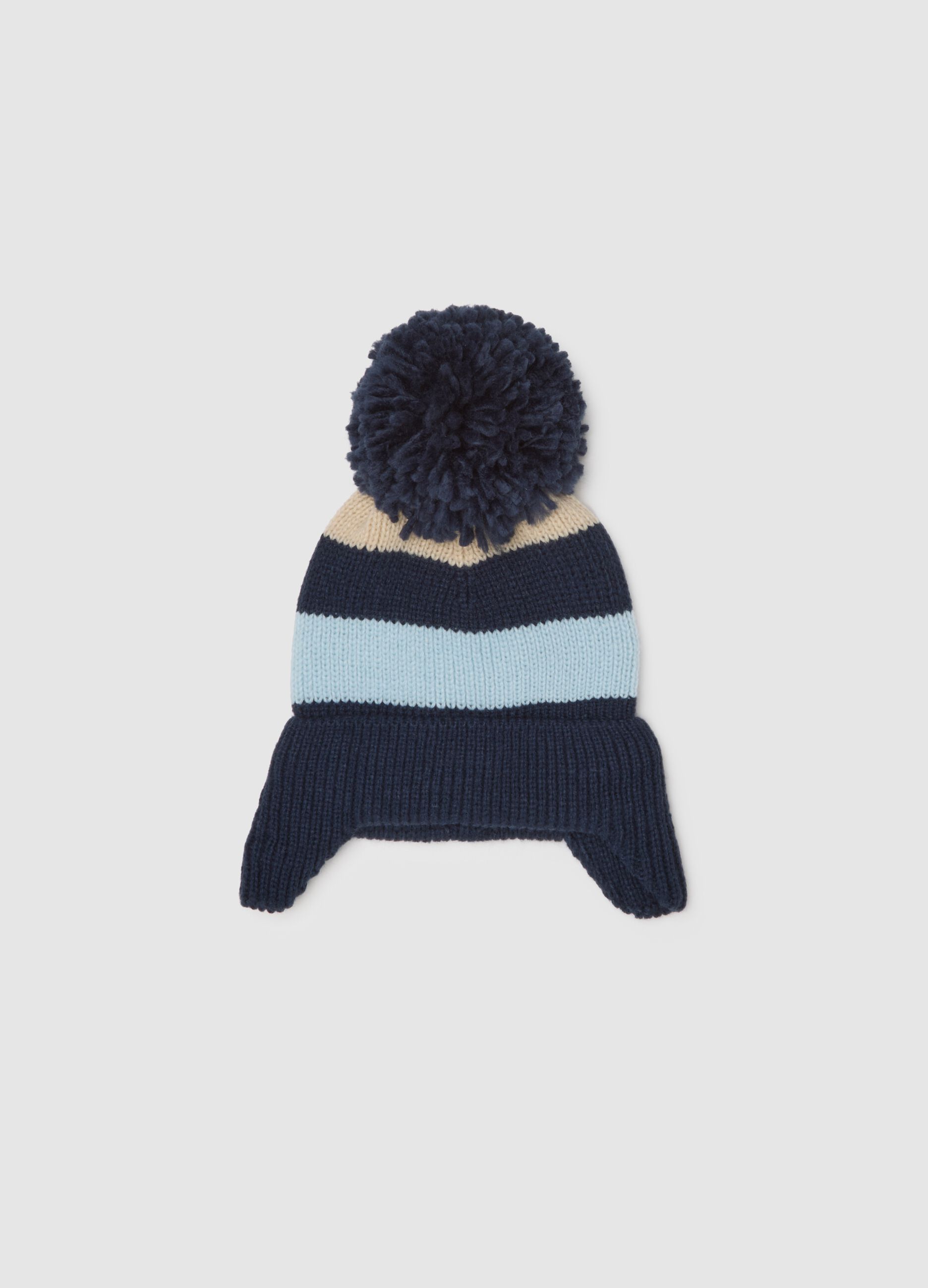 Blue children's hat with pompom