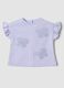 Purple short-sleeved pure organic cotton T-shirt with frills_0