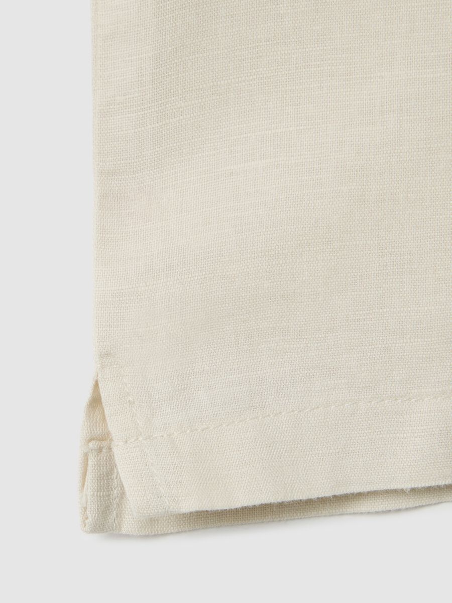 Children's beige linen blend shirt regular fit with applied pocket_3