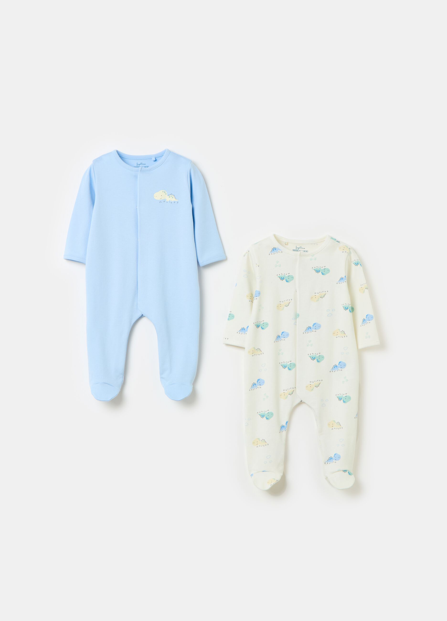 Two-pack onesies in organic cotton with feet