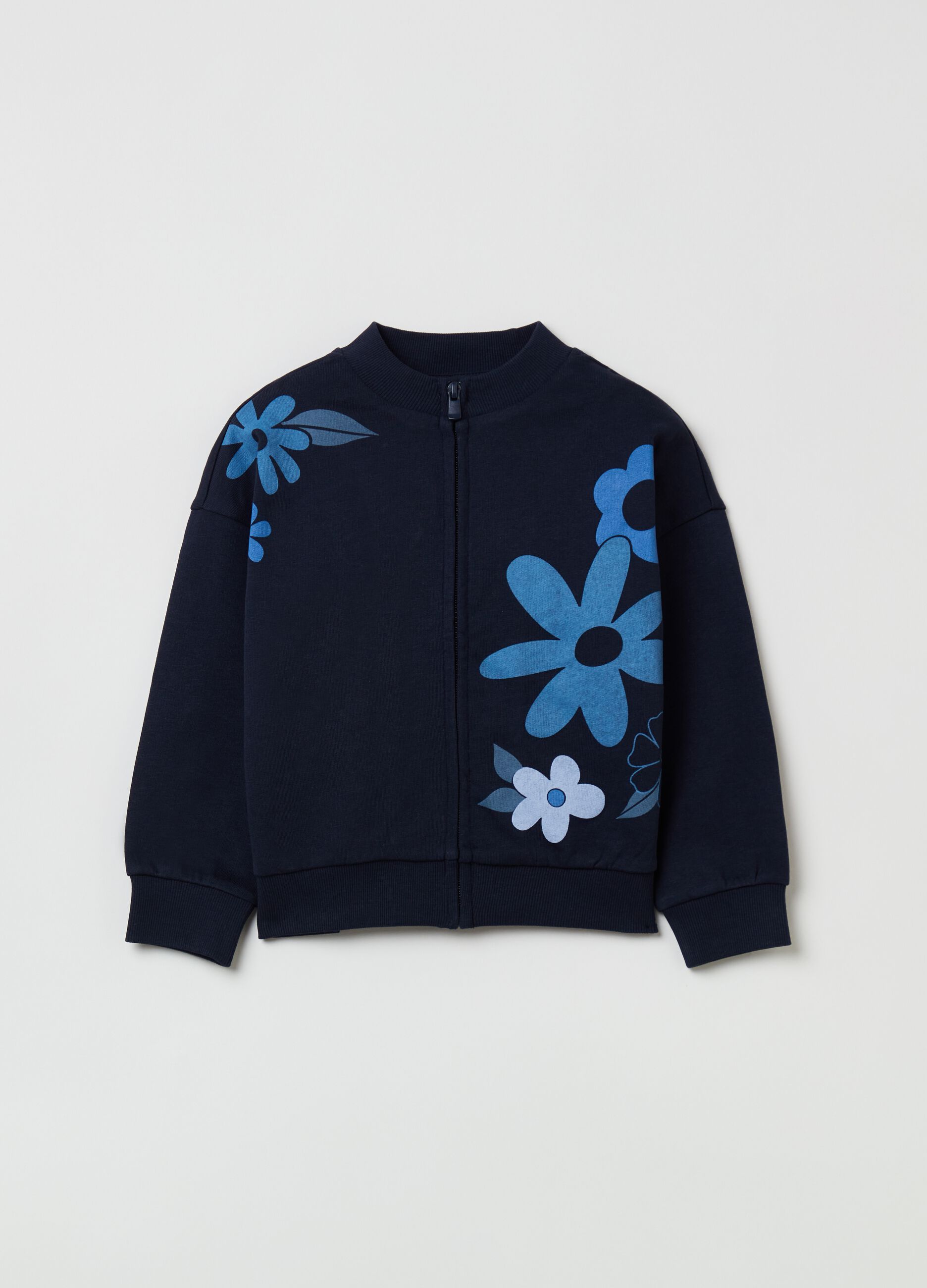 Full-zip in cotone con stampa fiori_0