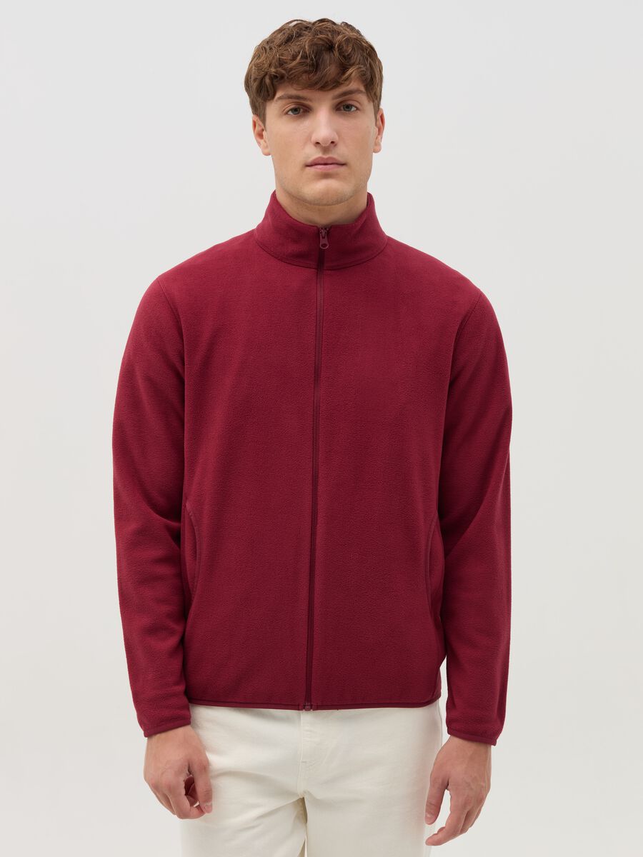 Fleece full-zip sweatshirt with high neck_0