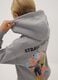 Grey hooded sweatshirt in cotton blend with One Piece print, oversized fit_2
