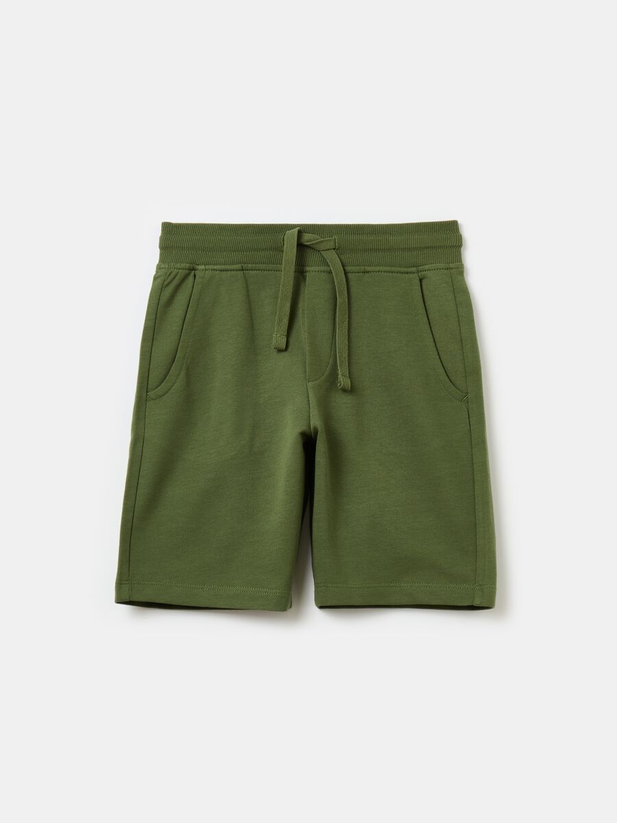 Fleece Bermuda shorts with drawstring_0