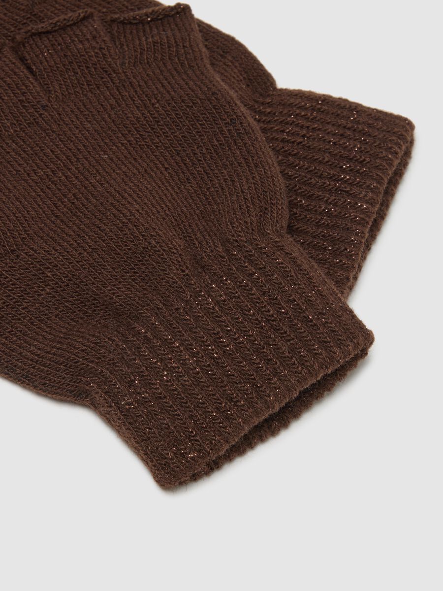 Brown Stretch Fabric Gloves_2
