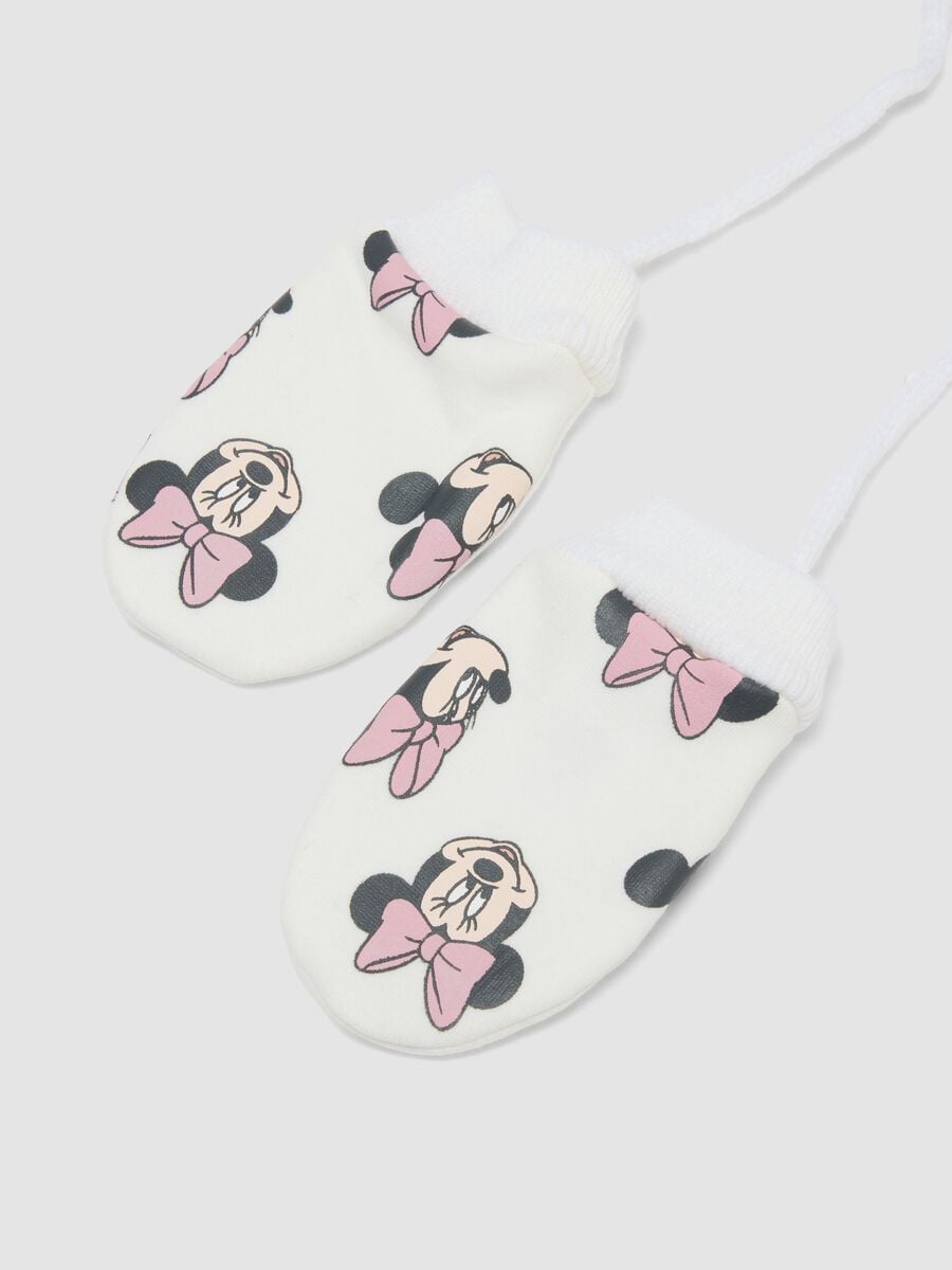 White stretch-fabric gloves with Minnie print_2