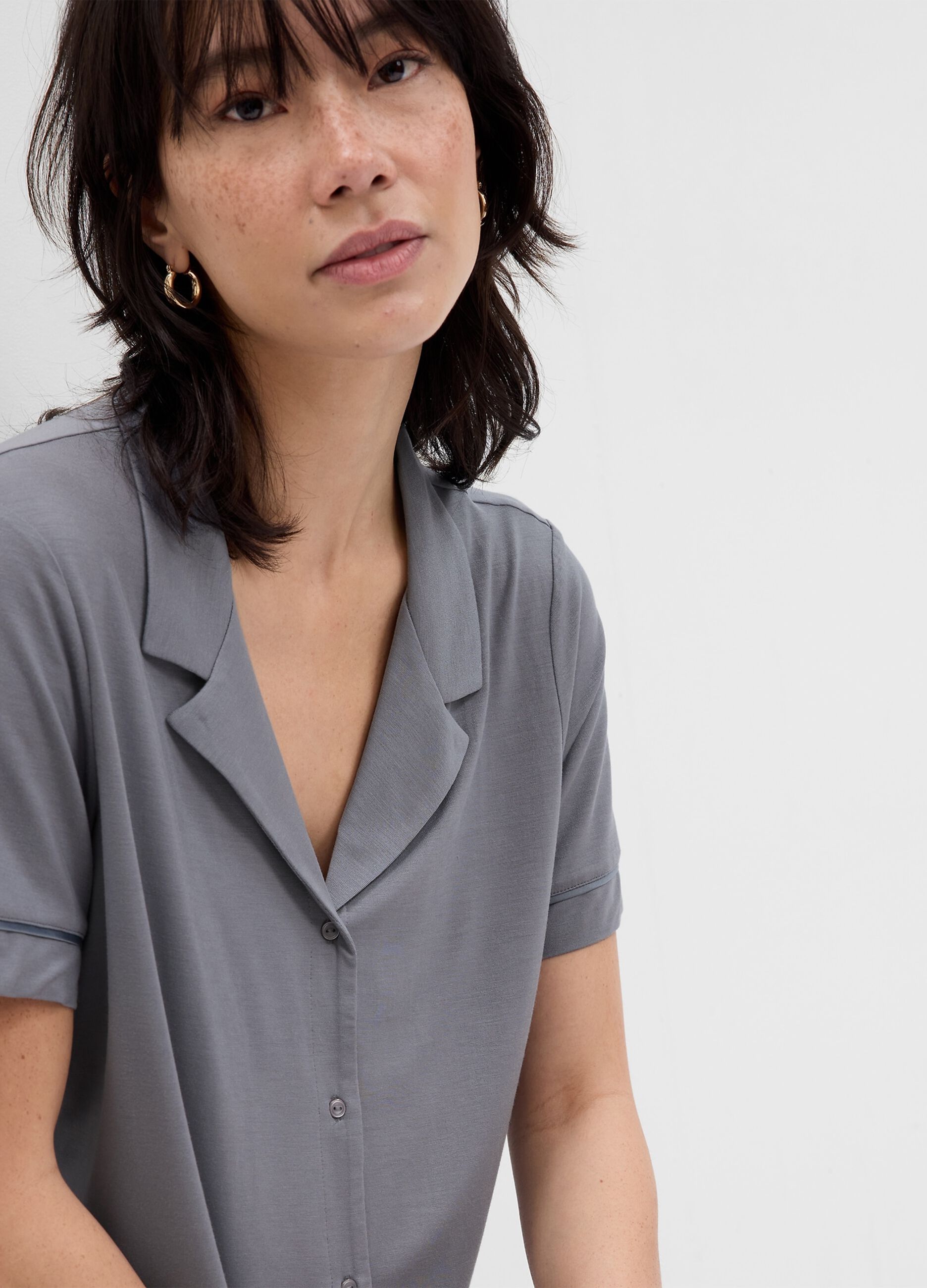 Shirt-style pyjama top