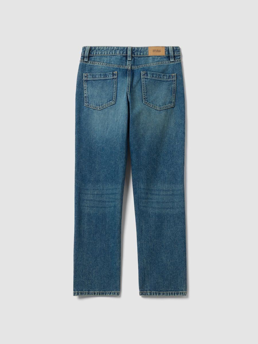 Jeans blu in puro cotone regular fit per ragazzo_2