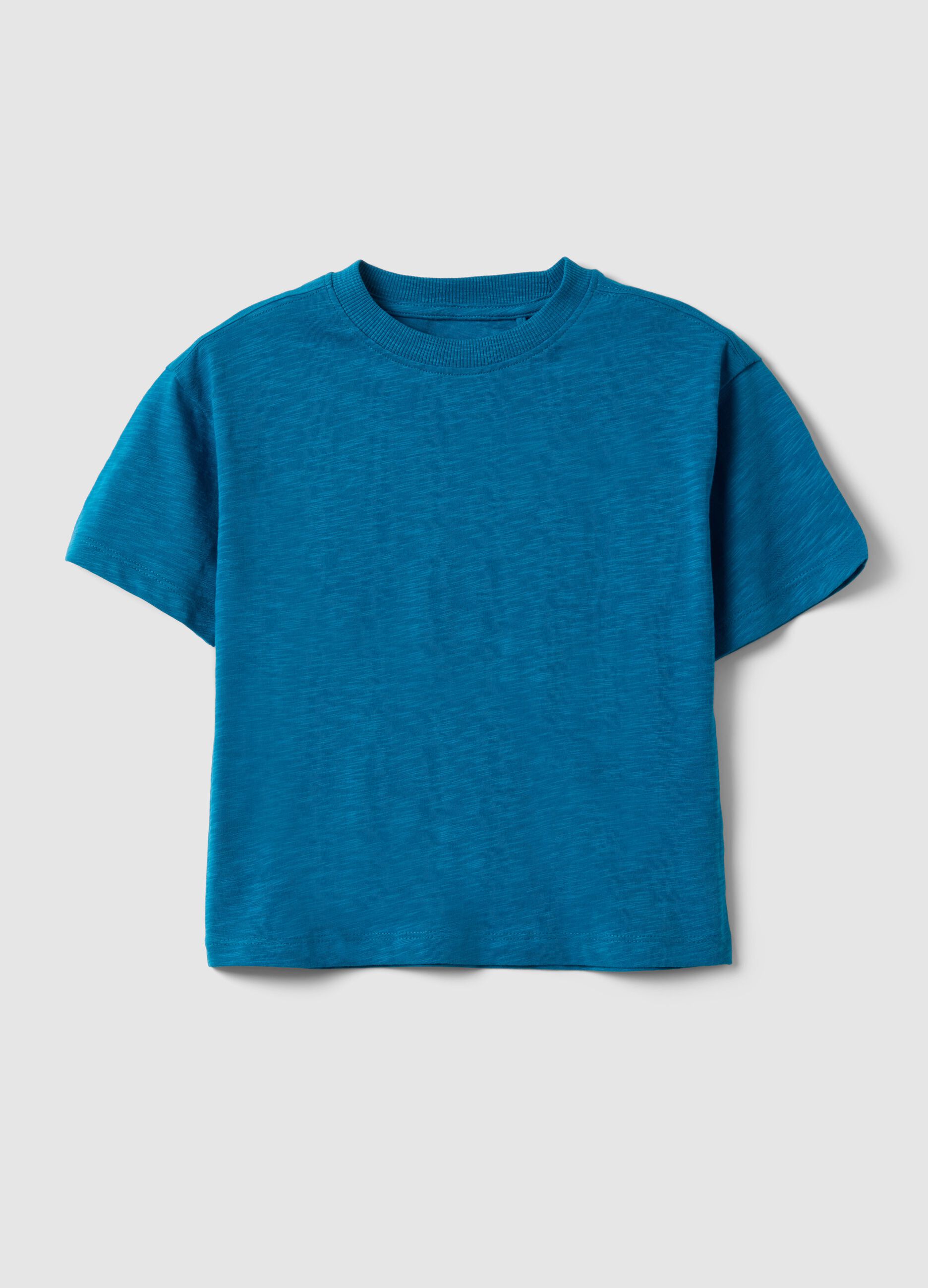 Oversized fit blue crew neck cotton t-shirt for kids