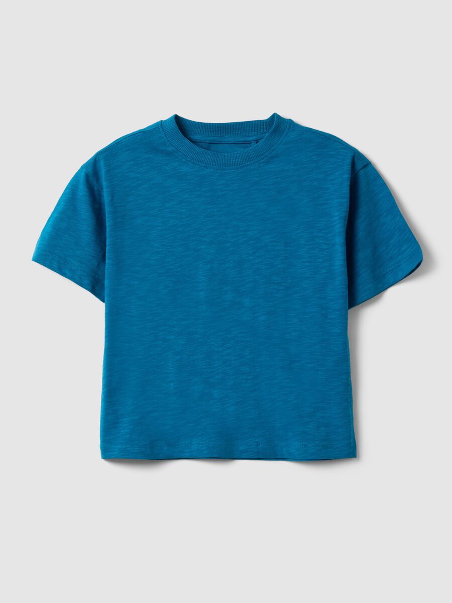 Oversized fit blue crew neck cotton t-shirt for kids_0