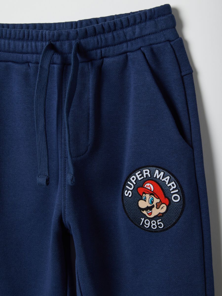 Children's regular fit blue cotton blend jogger trousers with logo_2