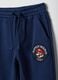 Children's regular fit blue cotton blend jogger trousers with logo_2