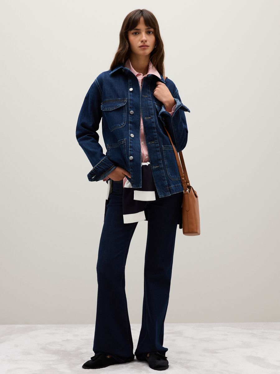 Giacca in puro cotone blu over fit_1
