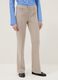 Beige stretch fabric flare fit trousers_1