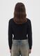 Girls' black crew neck sweater with cable pattern, regular fit_1
