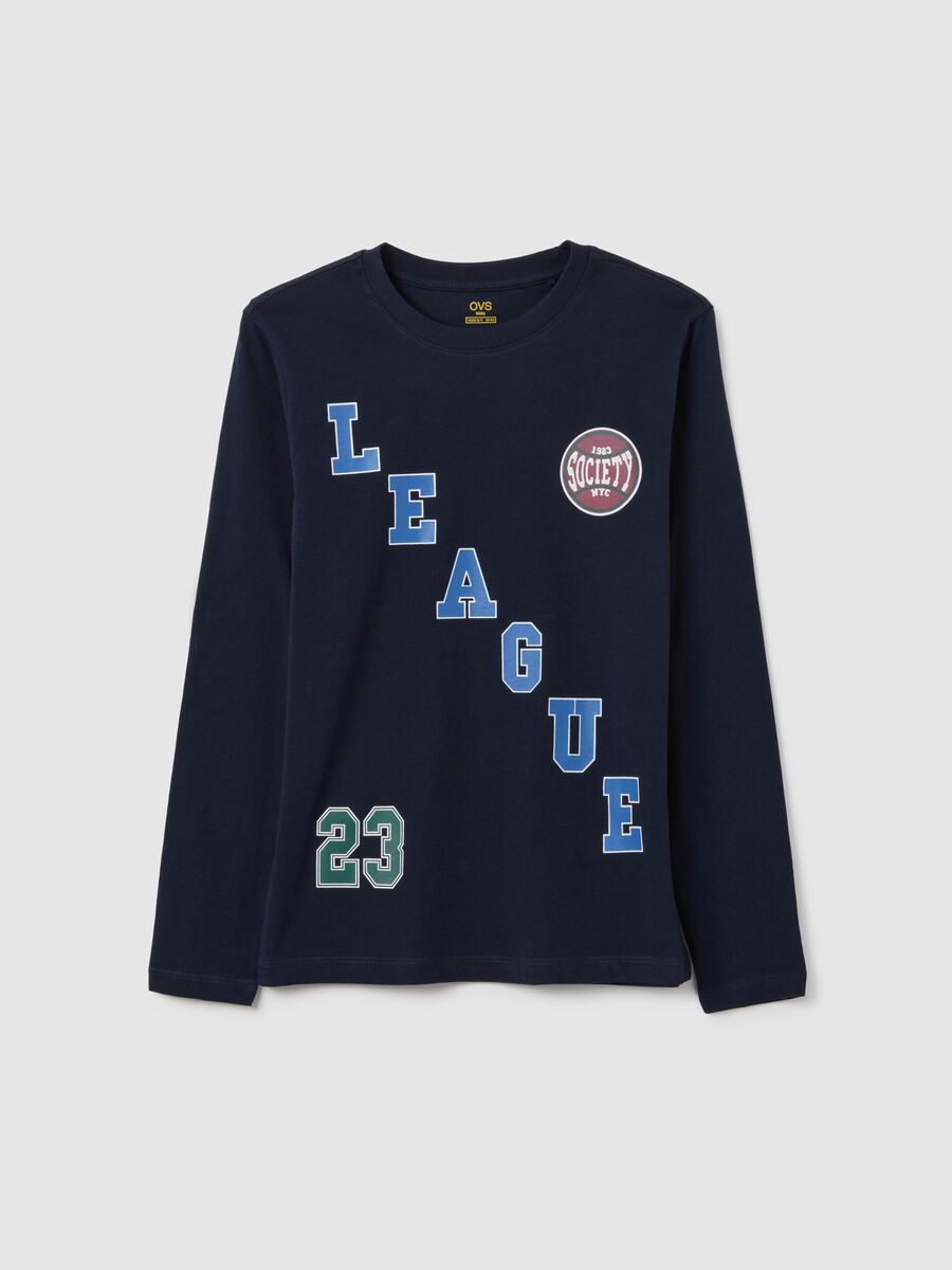 Maglia da ragazzo in puro cotone blu regular fit_3