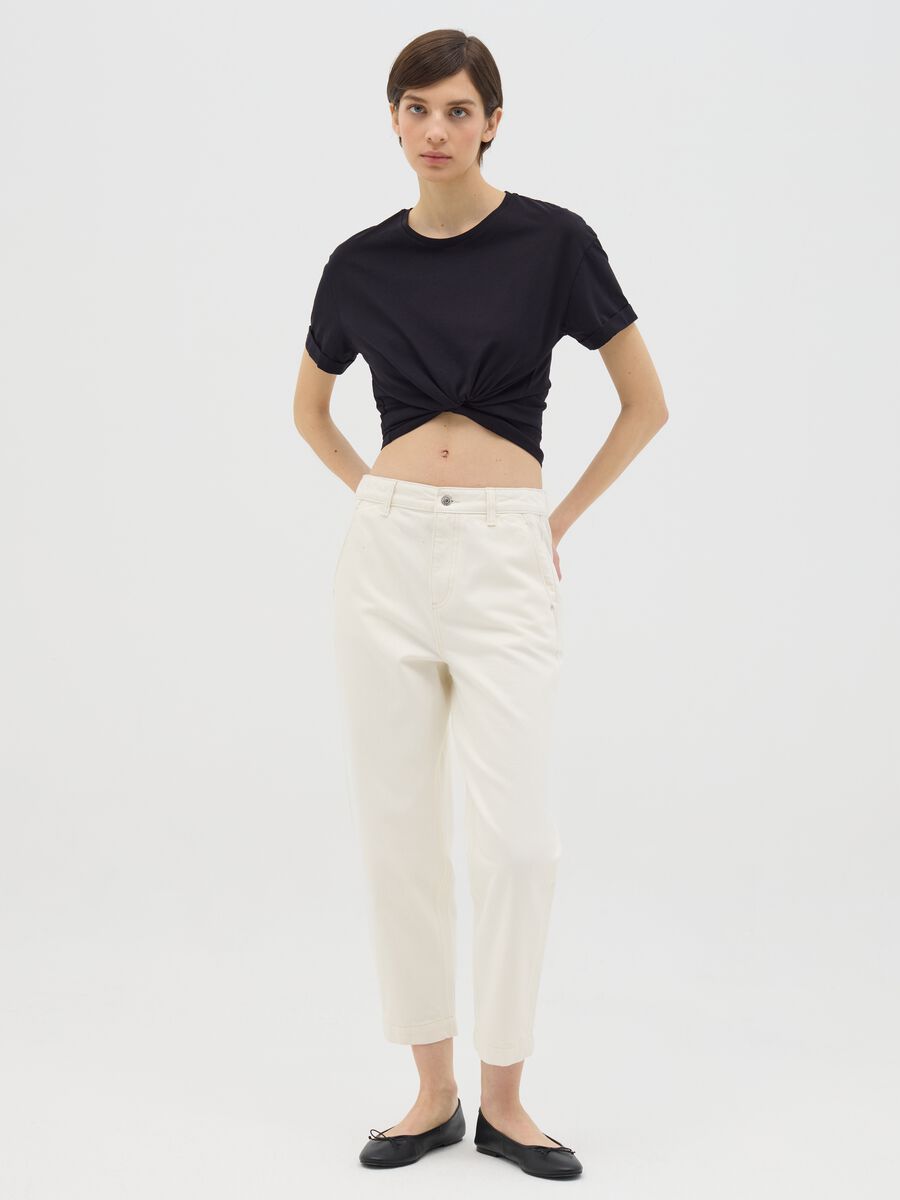 White carrot-fit jeans in cotton_0