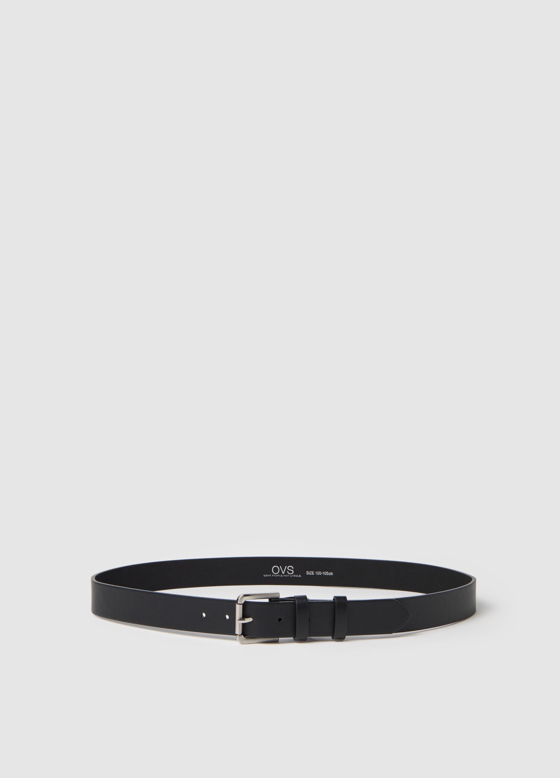Black belt with rounded metal buckle