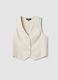 Beige linen-blend slim-fit waistcoat with buttons_4
