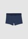 Boxer midi blu a righe in cotone organico elasticizzato per bambino_0