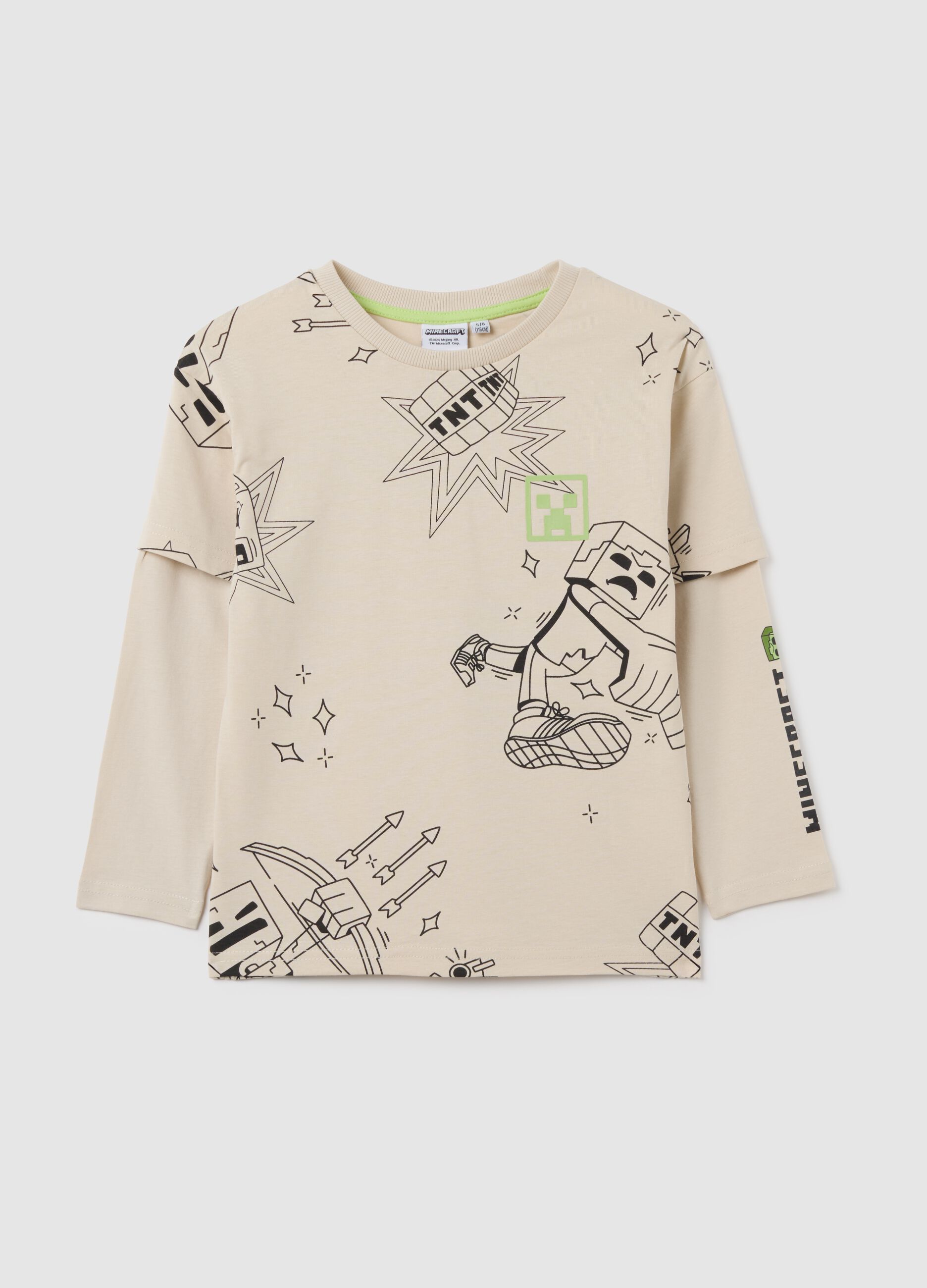 Children's beige pure cotton sweater with print