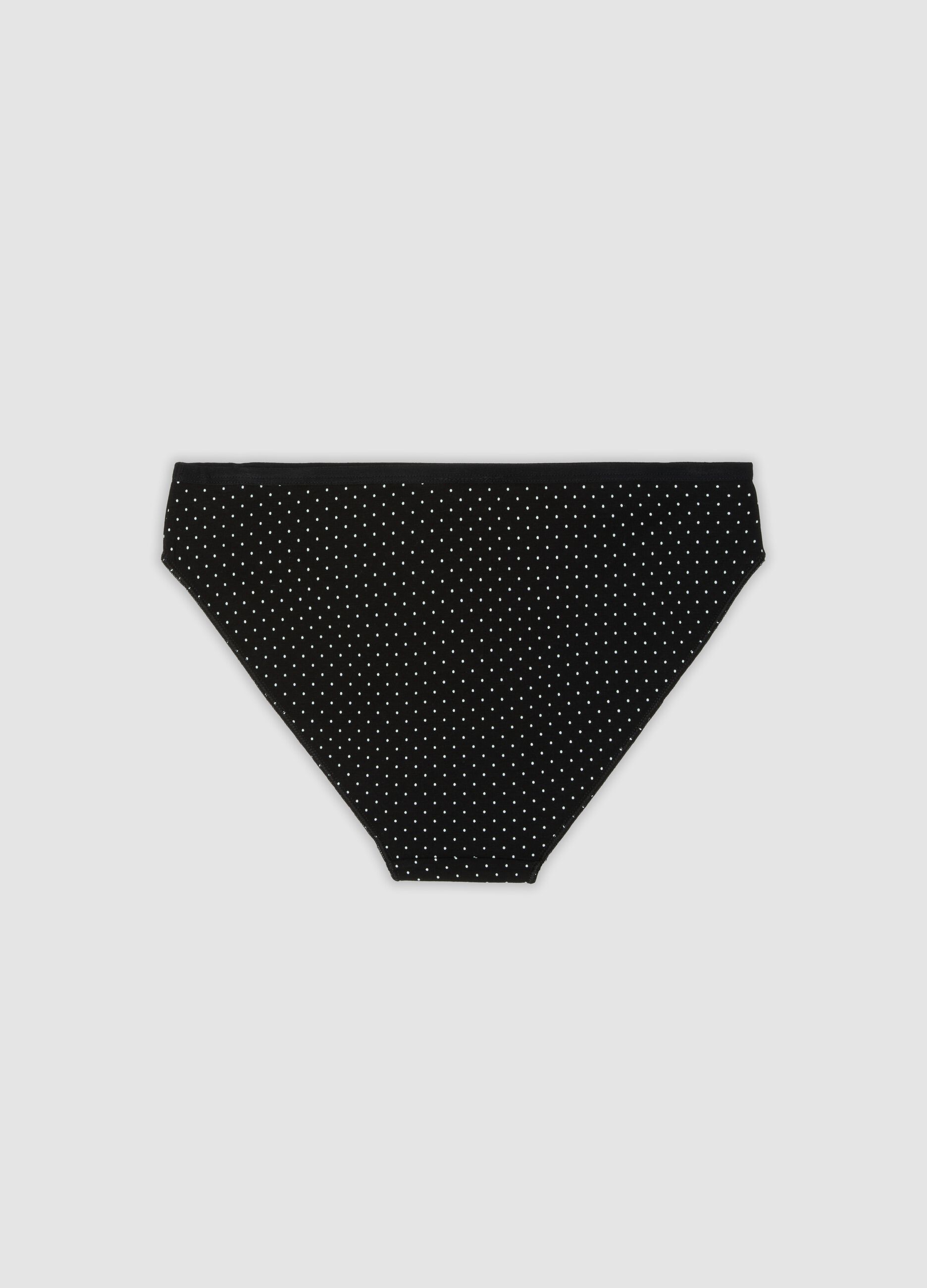 Five-pack of black and white polka-dot stretch cotton briefs