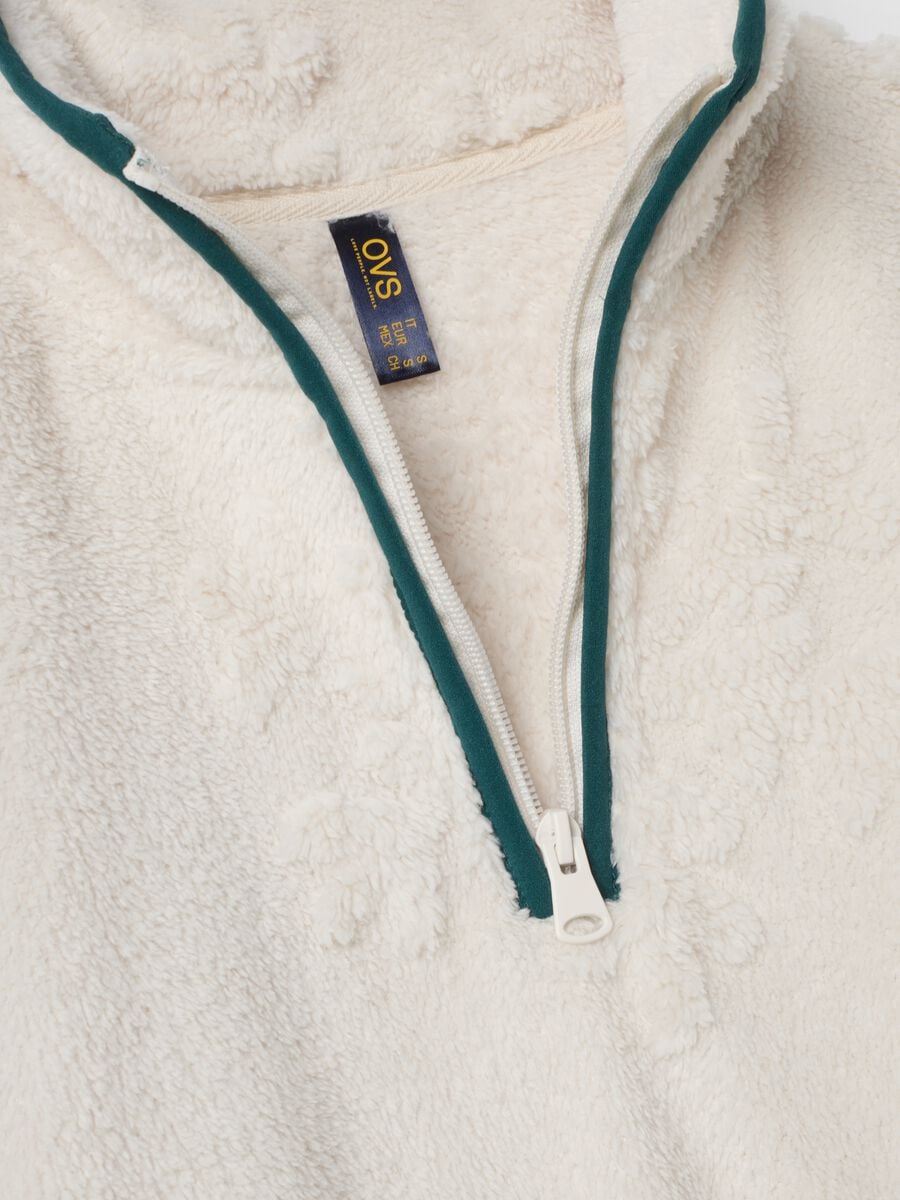 Maglia pigiama bianca con half zip a maniche lunghe_1