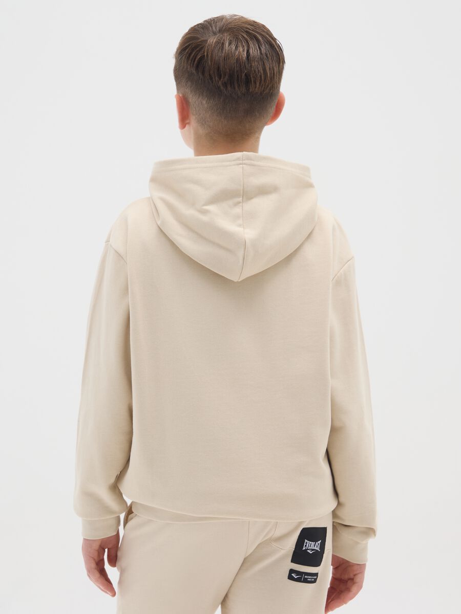 Beige cotton blend hoodie for boys_2