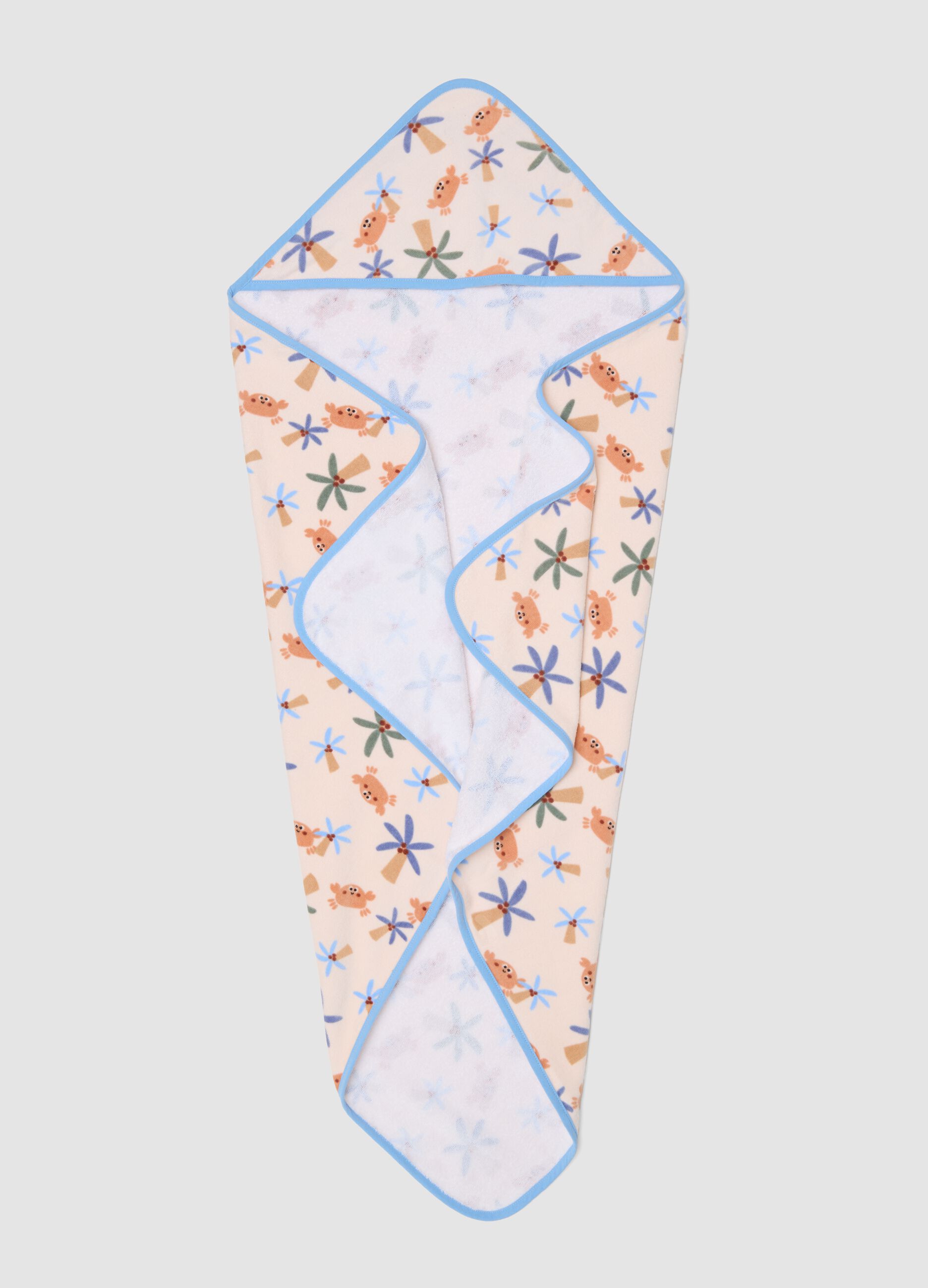 Blue hooded organic cotton bathrobe