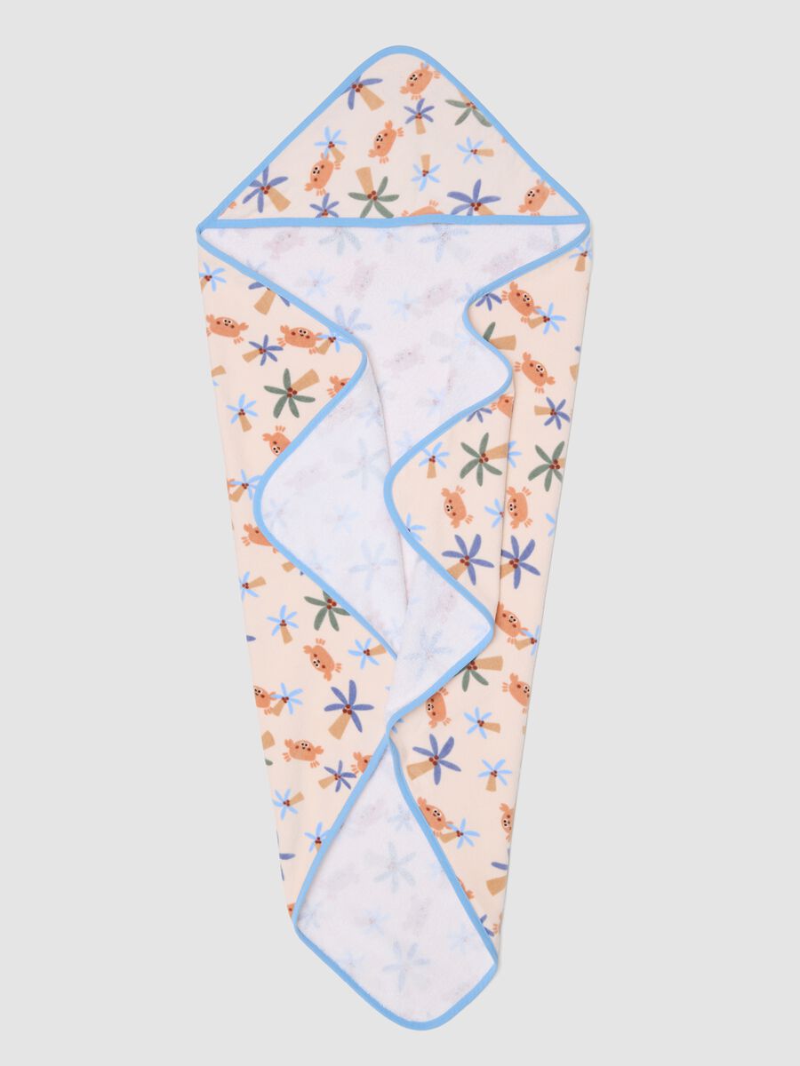 Blue hooded organic cotton bathrobe_0