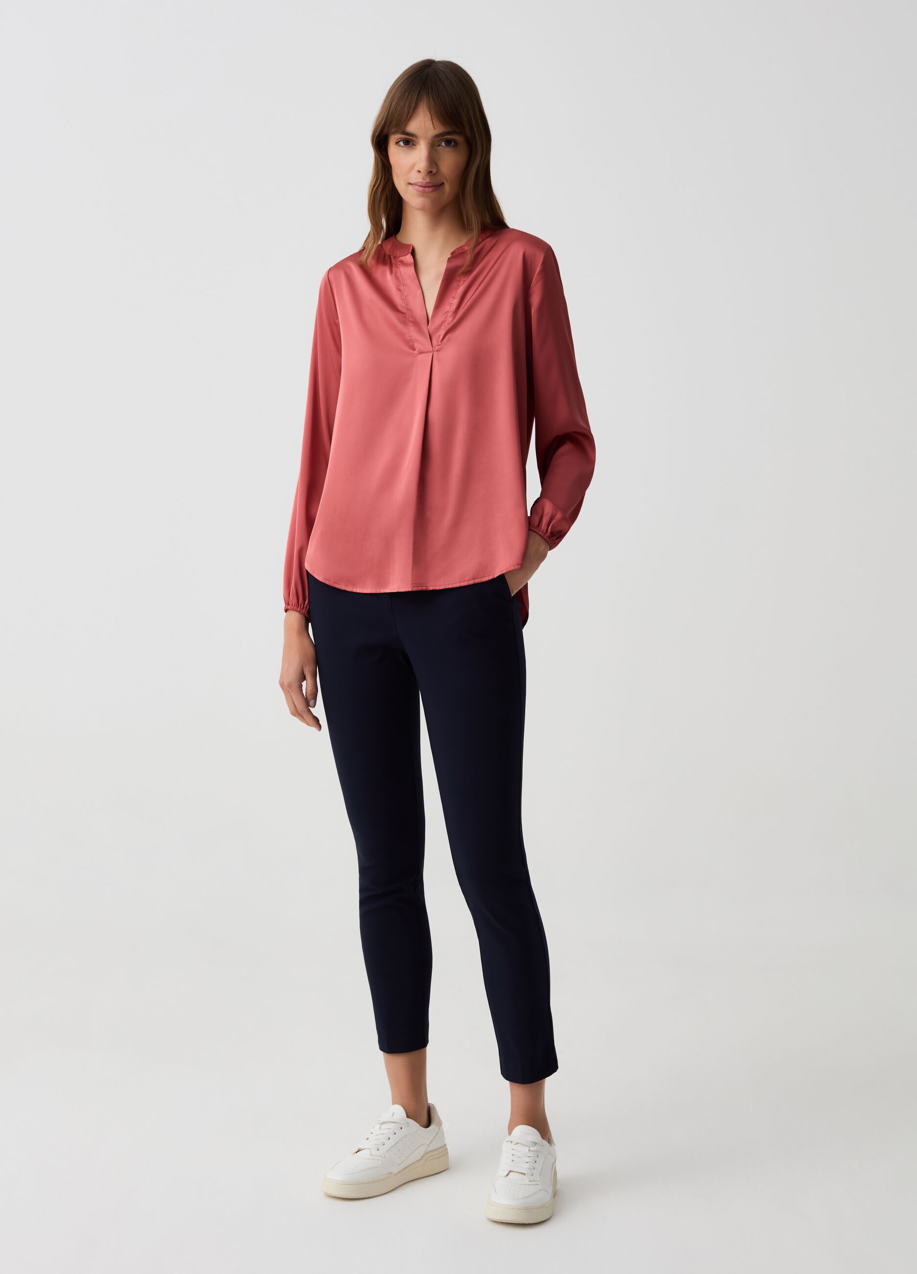 Cropped cotton chinos