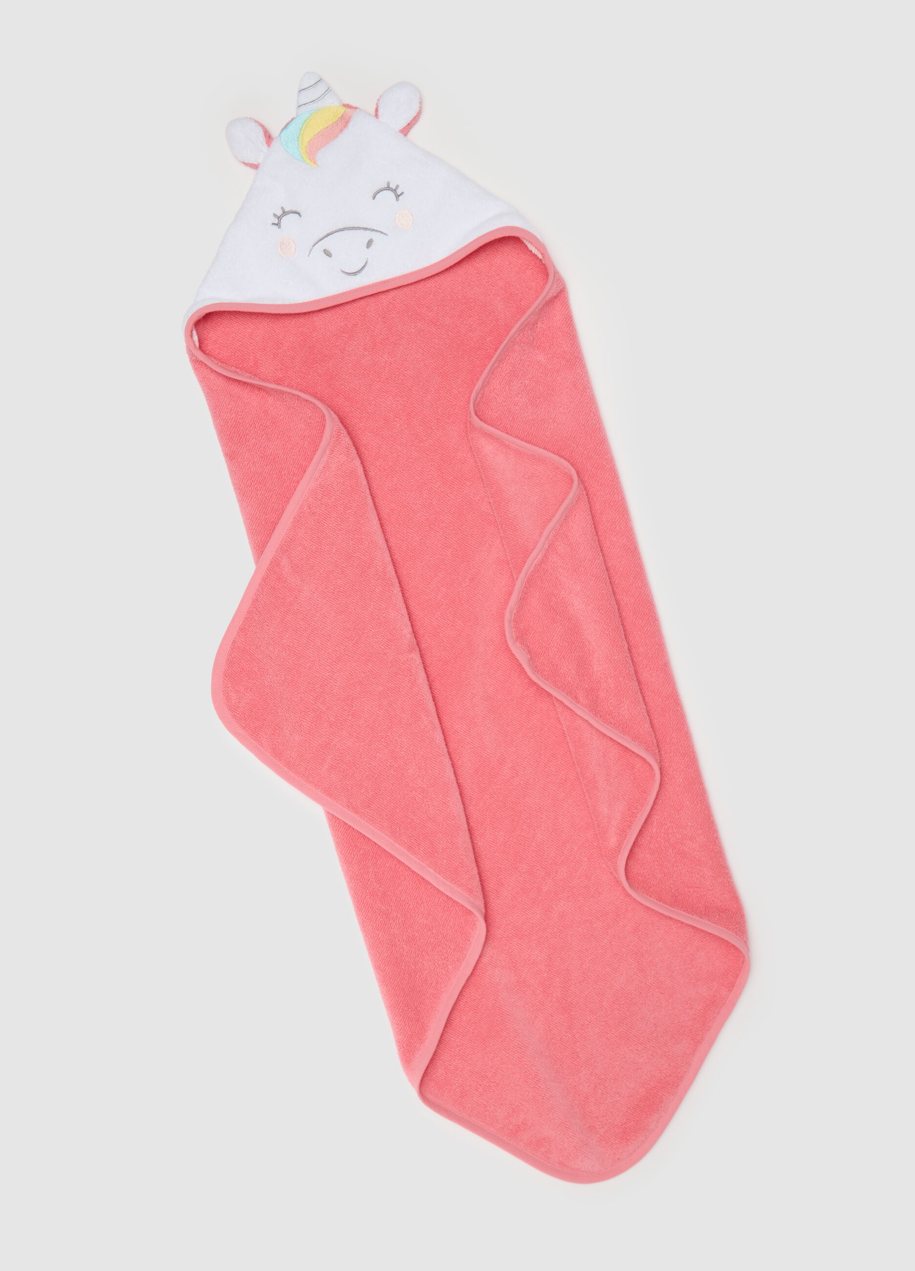 Accappatoio da neonato in puro cotone multicolor con cappuccio unicorno