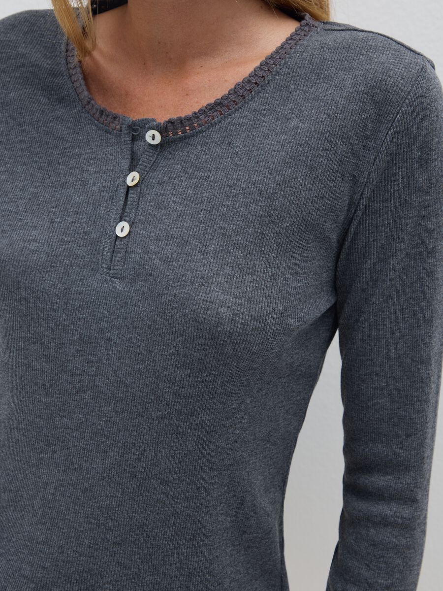 Maglia pigiama in puro cotone grigia regular fit_3