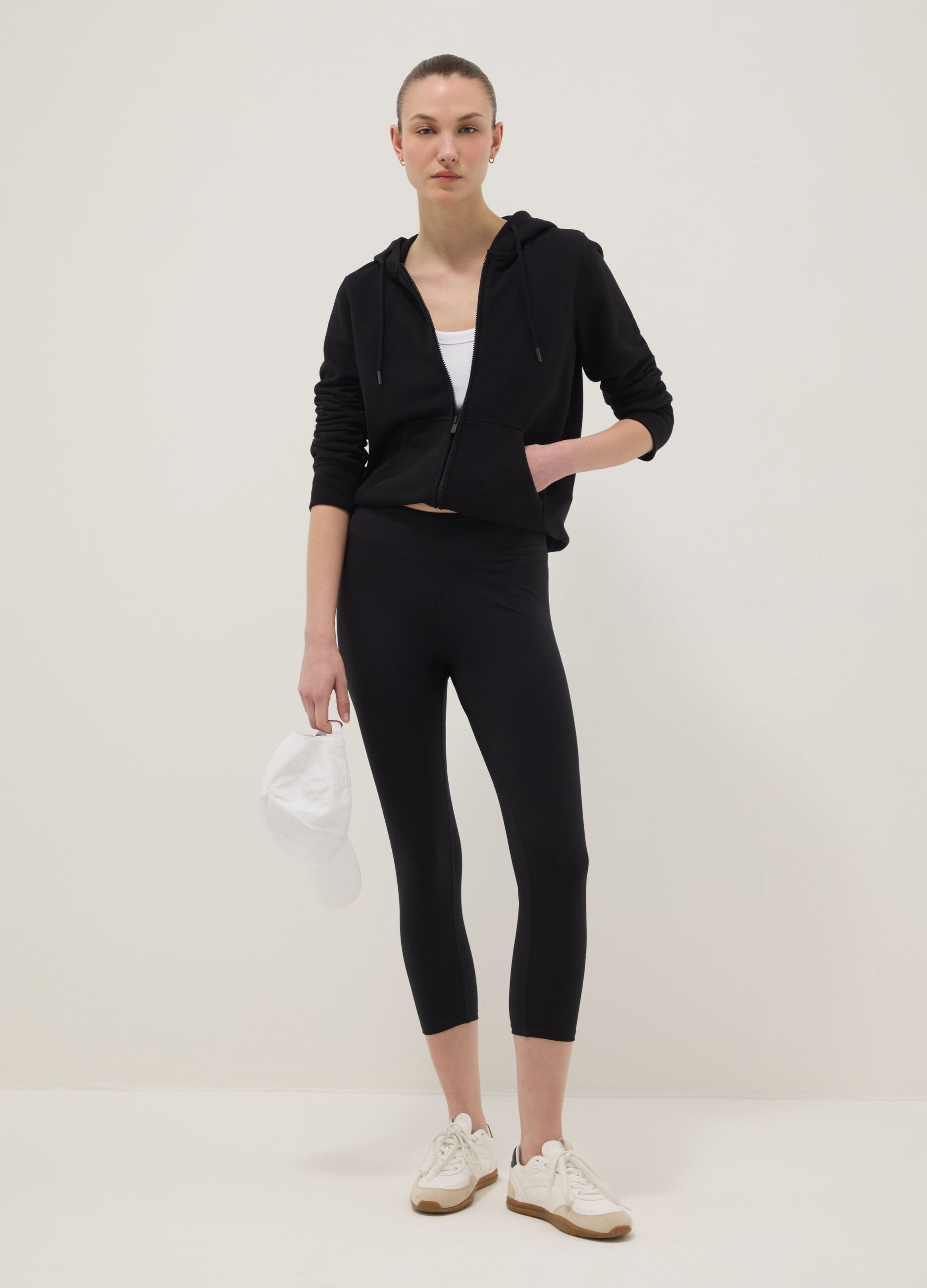 Black stretch cotton skinny-fit leggings