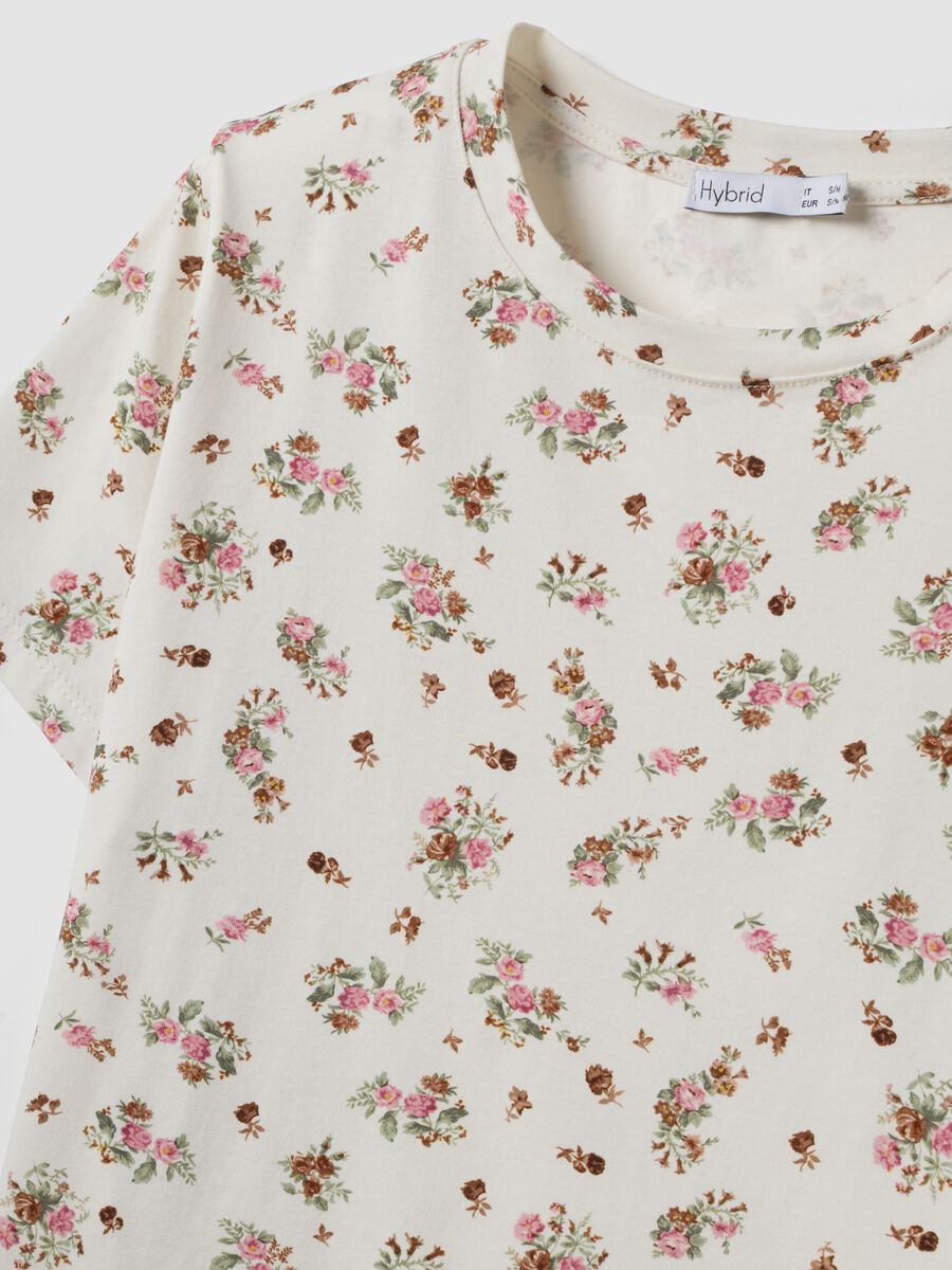 White floral stretch-cotton T-shirt, regular fit_5
