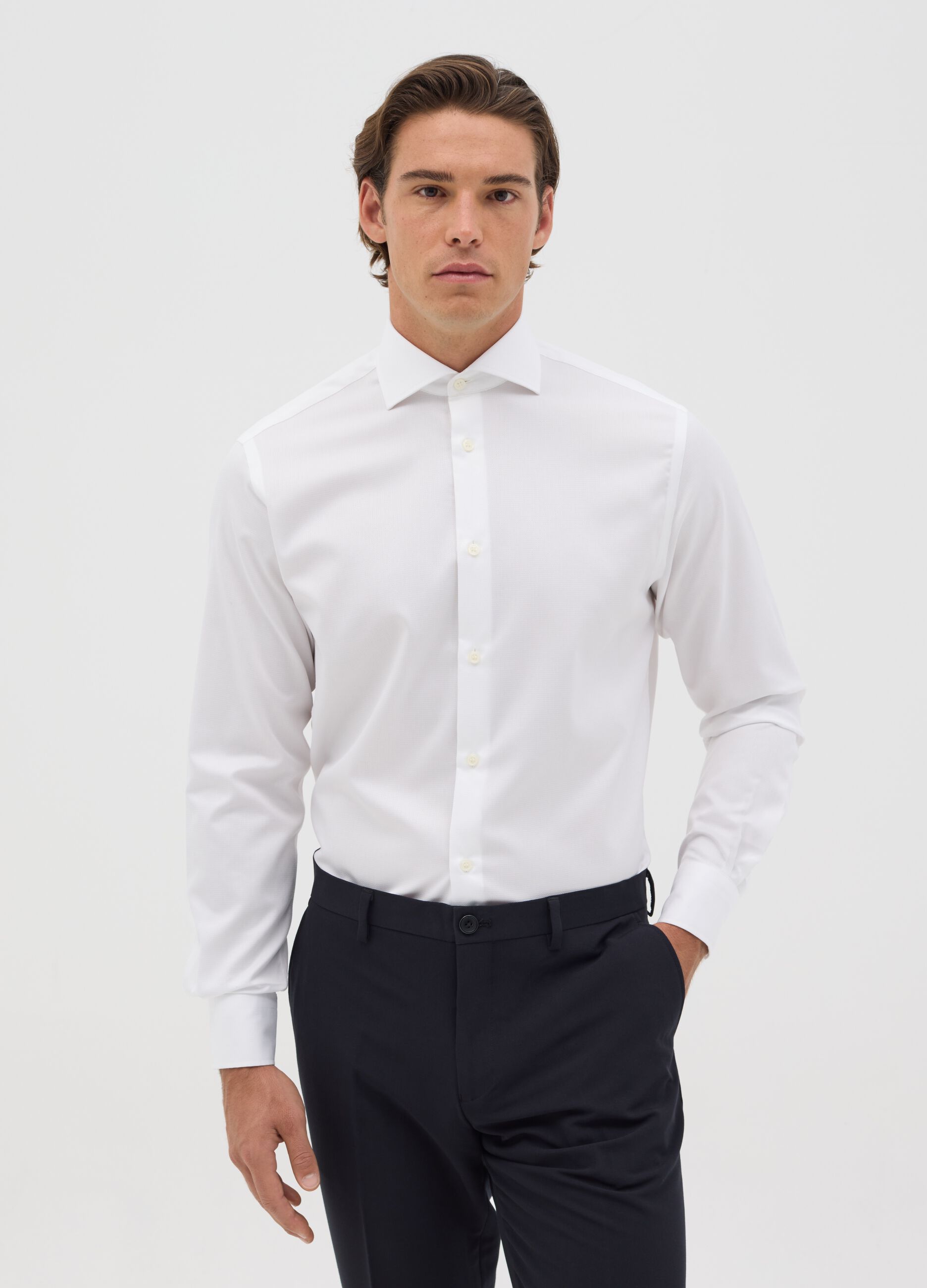 Camicia regular fit bianca no stiro